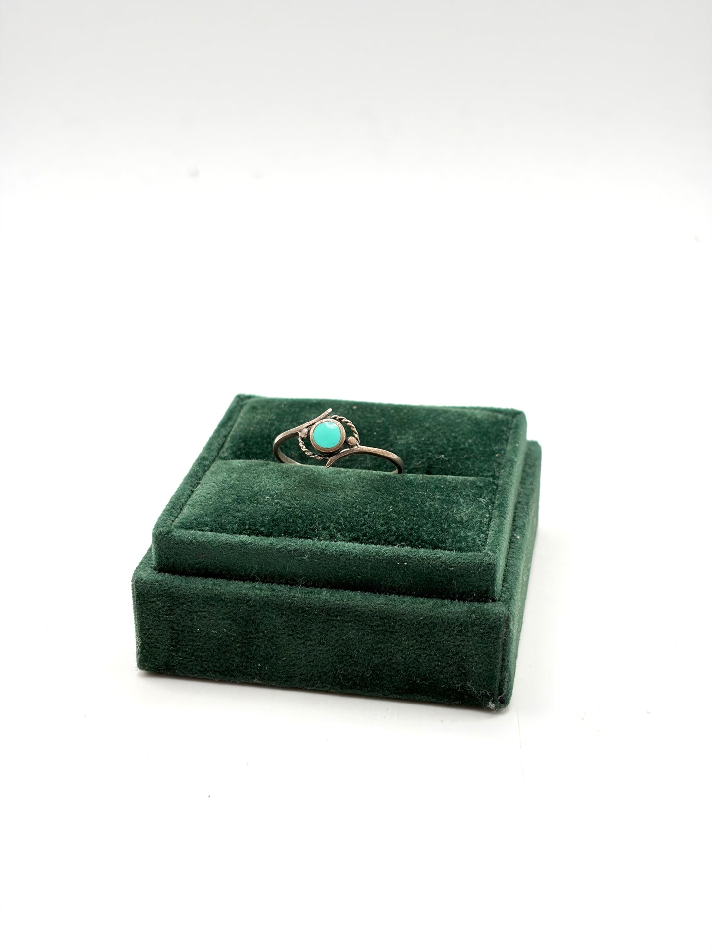 .925 Sterling Silver Turquoise Swirl Bypass Ring Size 9.5