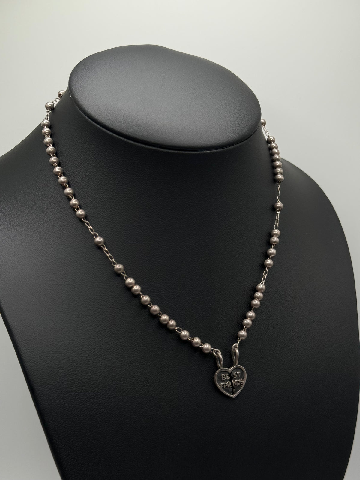.925 Sterling Silver Best Friends Heart Charm Necklace Breakaway Bracelets – Beaded Friendship Jewelry 16” or two 8” bracelets