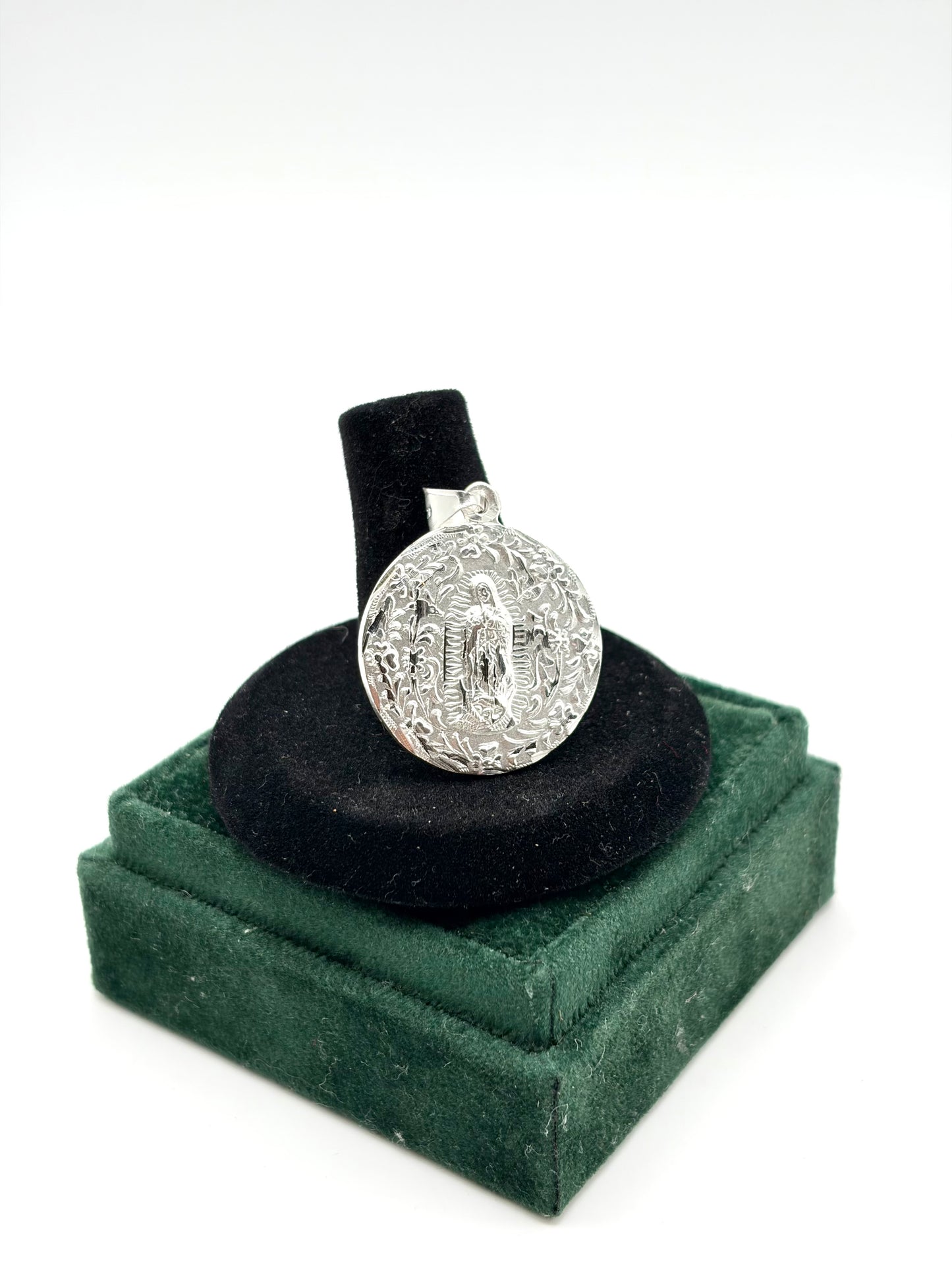 .925 Sterling Silver Jesus and Saint Mary double sided Pendant