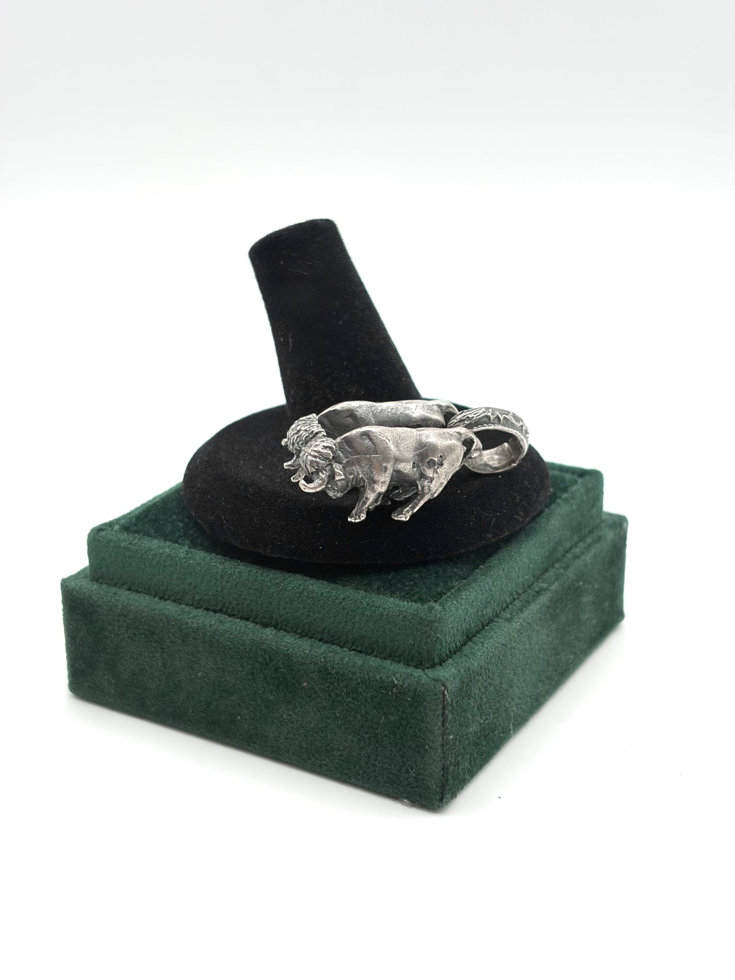 .925 Sterling Silver Dual Buffalo Pendent