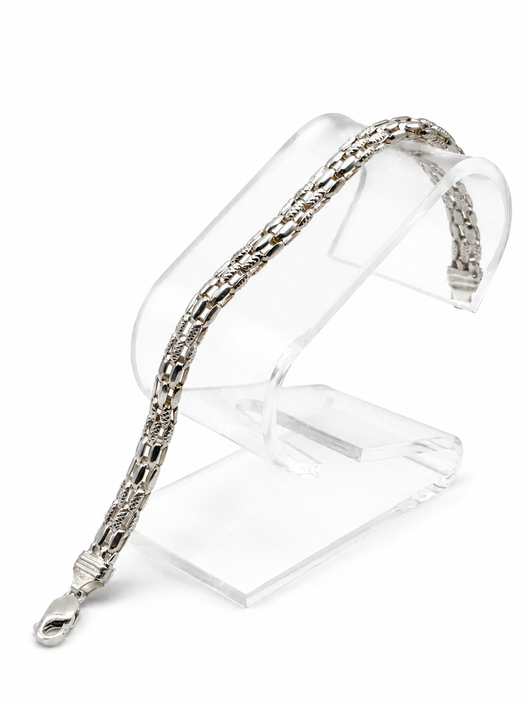 .925 Sterling Silver Fancy Link Chain Bracelet Size 7