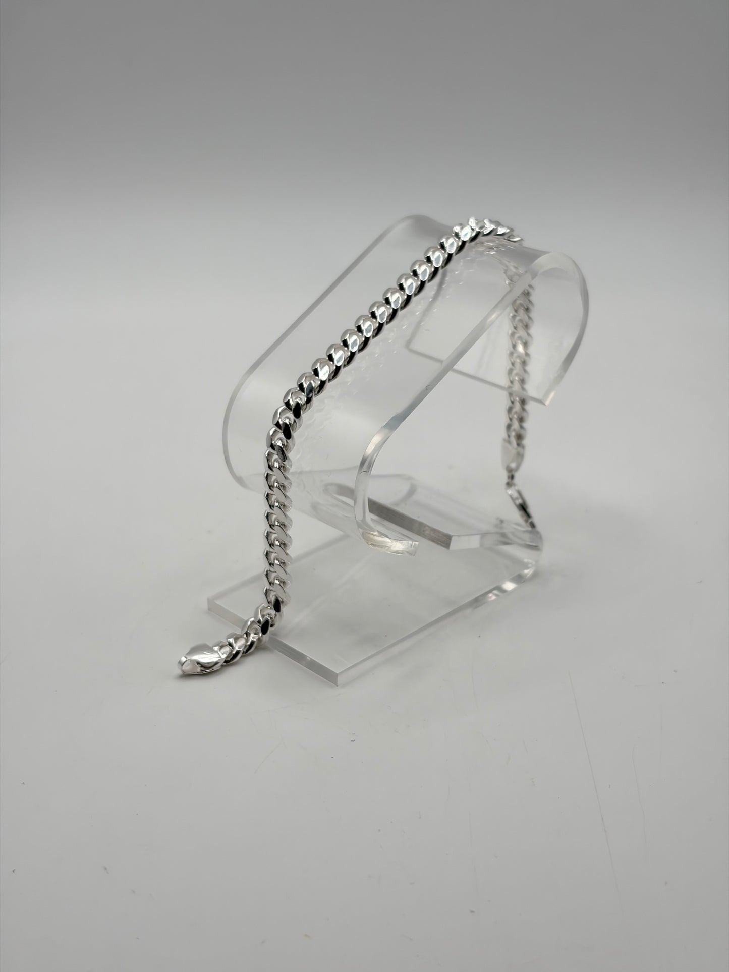 .925 Sterling Silver solid Cuban Link Bracelet 8in