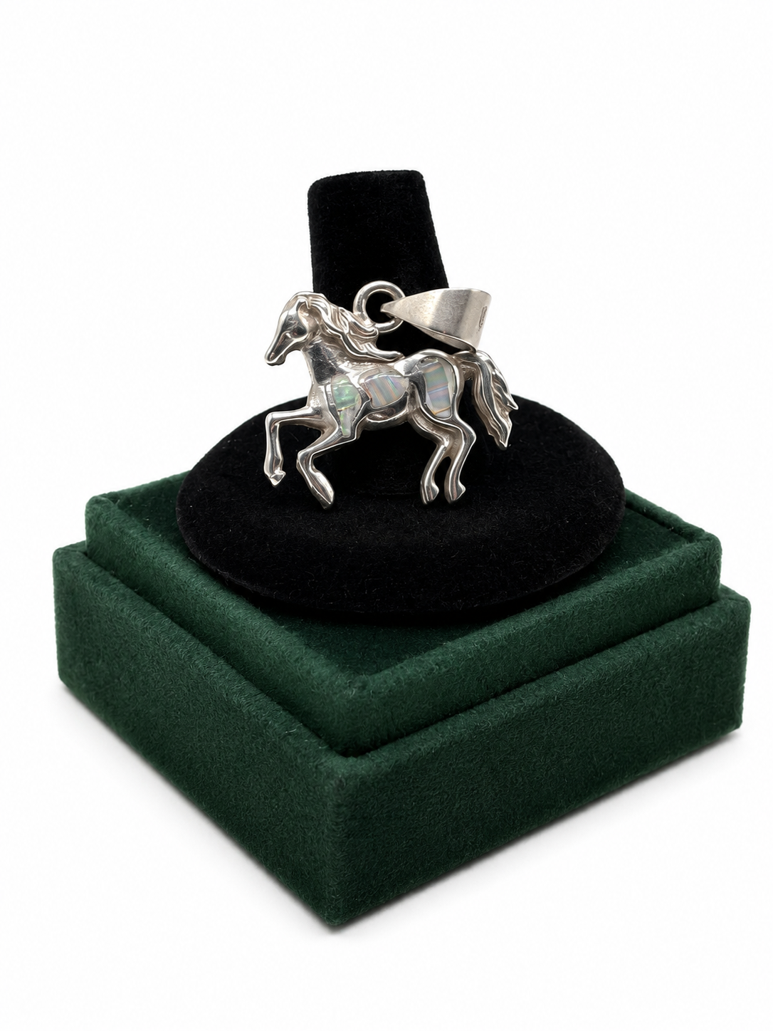 .925 Sterling Silver Horse with Stone Pendant