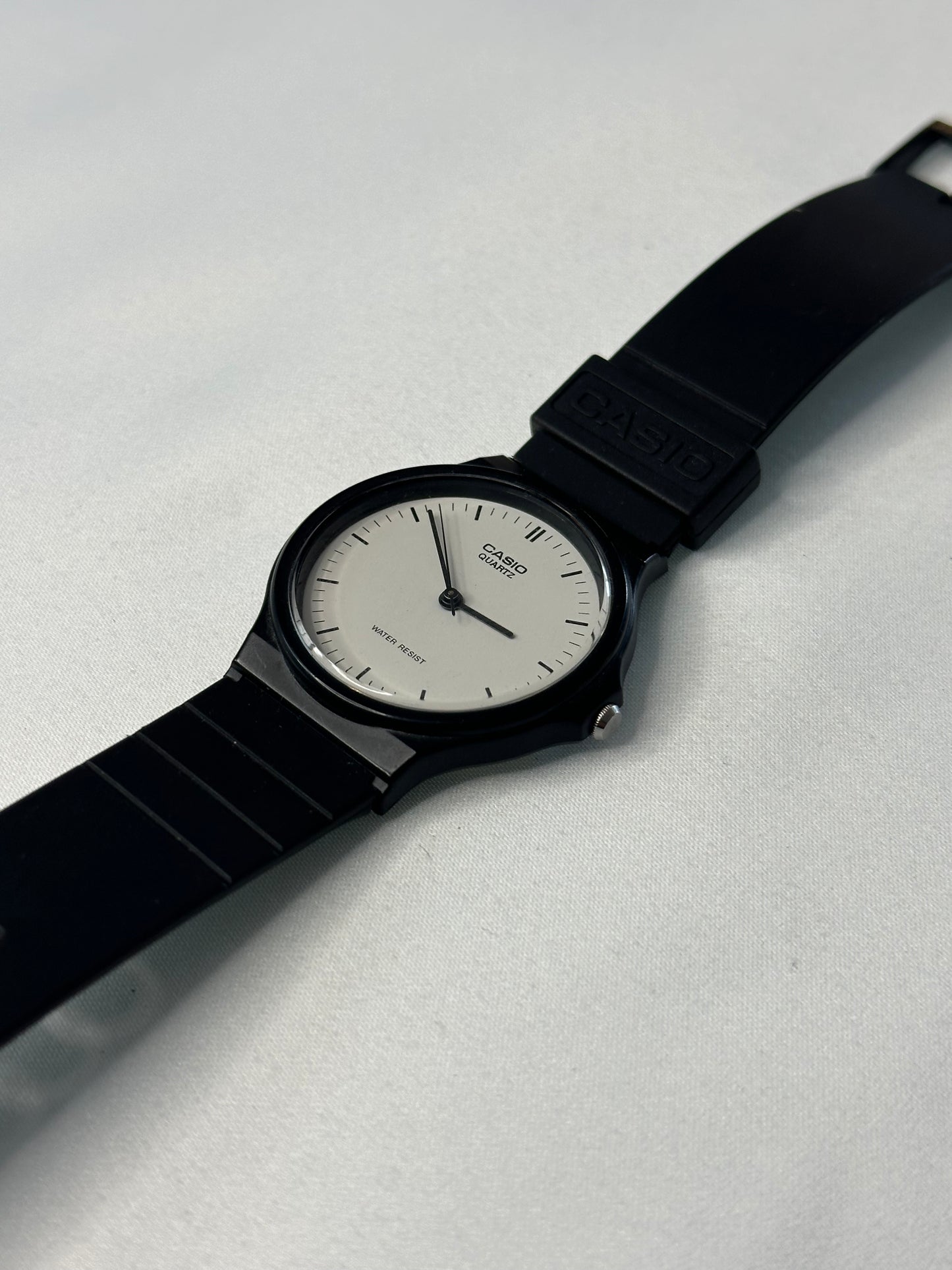 Casio Analog Quartz Watch – Black Strap, White Dial