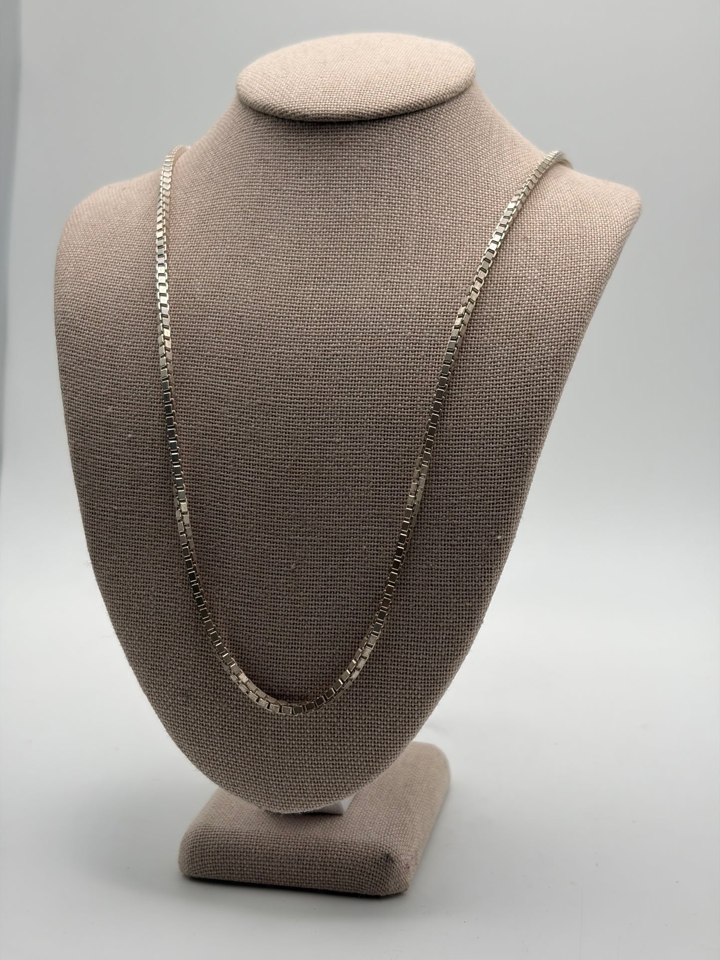 .925 Sterling Silver Box Chain Necklace Sz. 25in