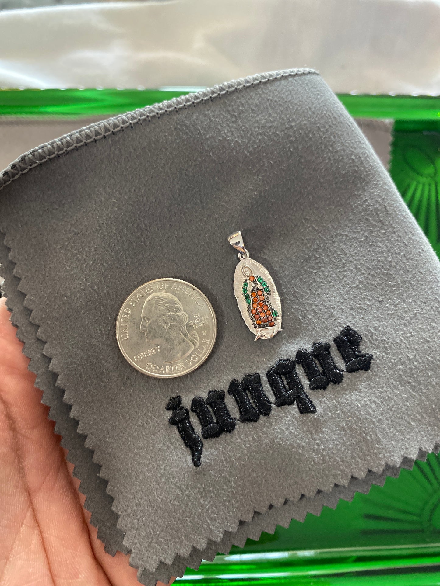.925 Sterling Silver Small Virgen De Guadalupe Virgin Mary Pendant