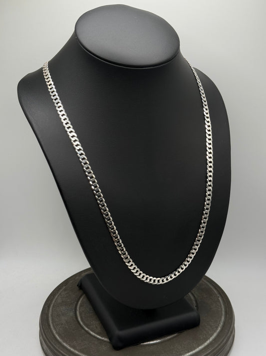 .925 Sterling Silver Cuban Curb Chain Necklace – Classic Style 26”