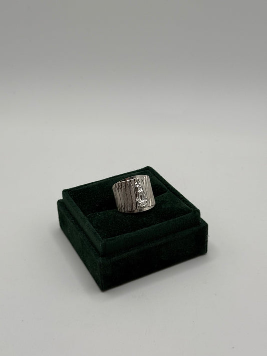 .925 Sterling Silver Virgin Mary Wide Band Ring