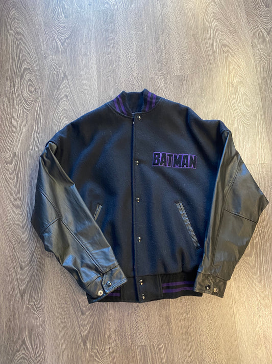Vintage 1991 Batman Forever Varsity Jacket Black Purple Sz Medium