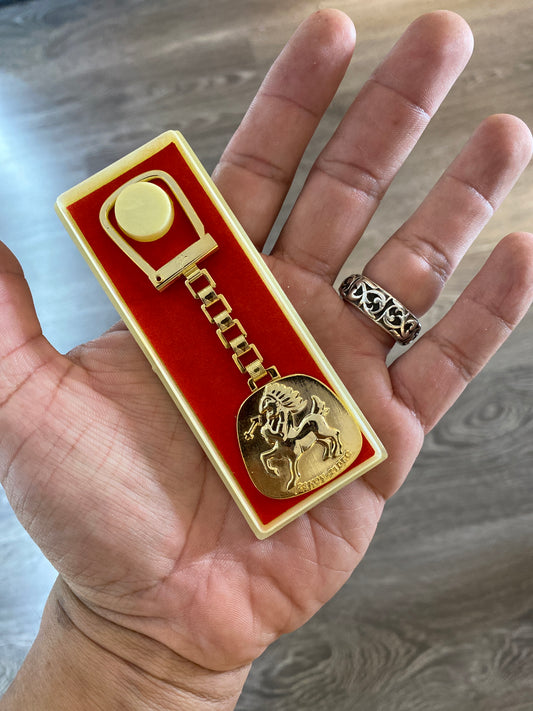 Vintage Novelty Gold Link Tone Sagittarius Zodiac Keychain