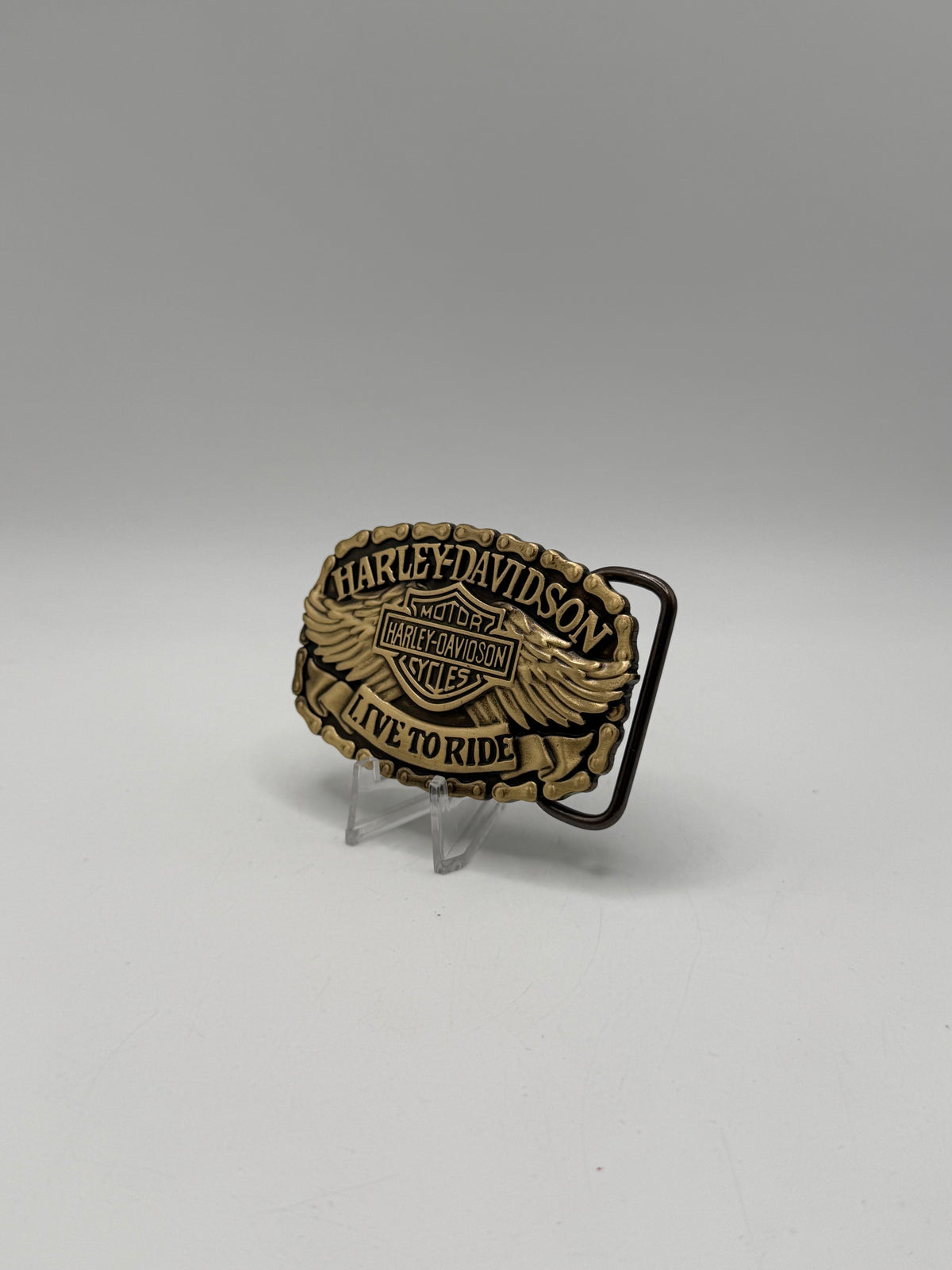 Live to ride Harley Davidson brass belt buckle
