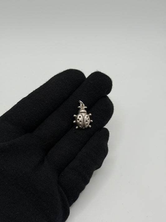.925 Sterling Silver Ladybug Charm Pendant Vintage Style