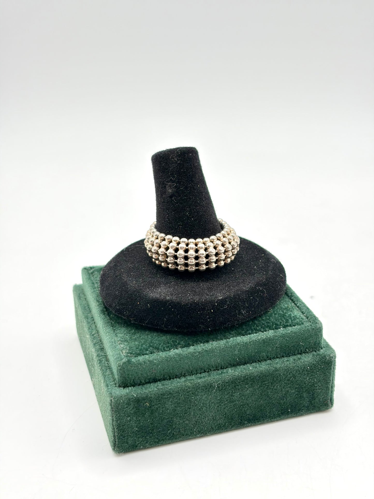 .925 Sterling Silver Flexible Ball Link Ring Sz. 10