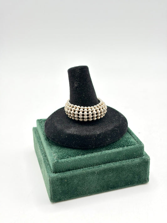 .925 Sterling Silver Flexible Ball Link Ring Sz. 10