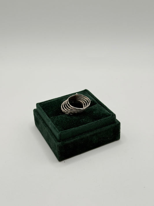 .925 Sterling Silver Ribbed Wrap semanario Coil Ring sz 8