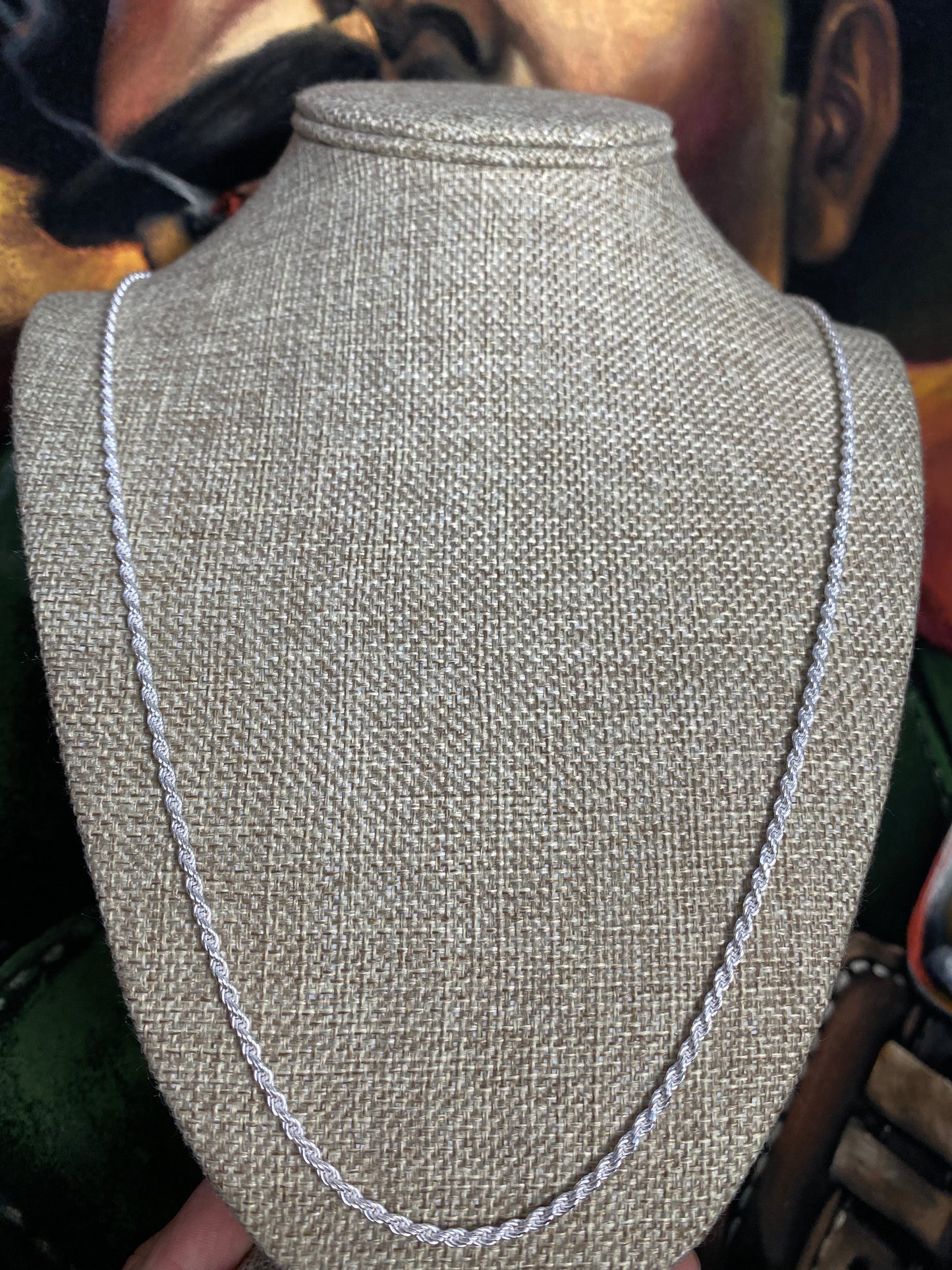 .925 Sterling Silver Rope Chain 26”