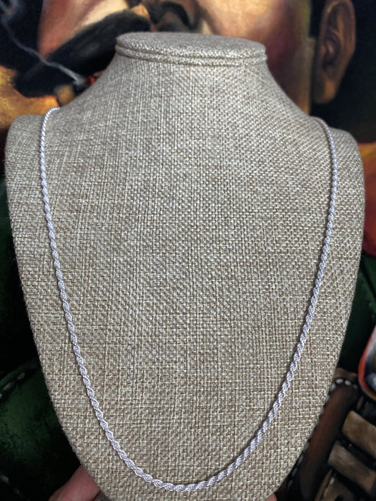 .925 Sterling Silver Rope Chain 26”