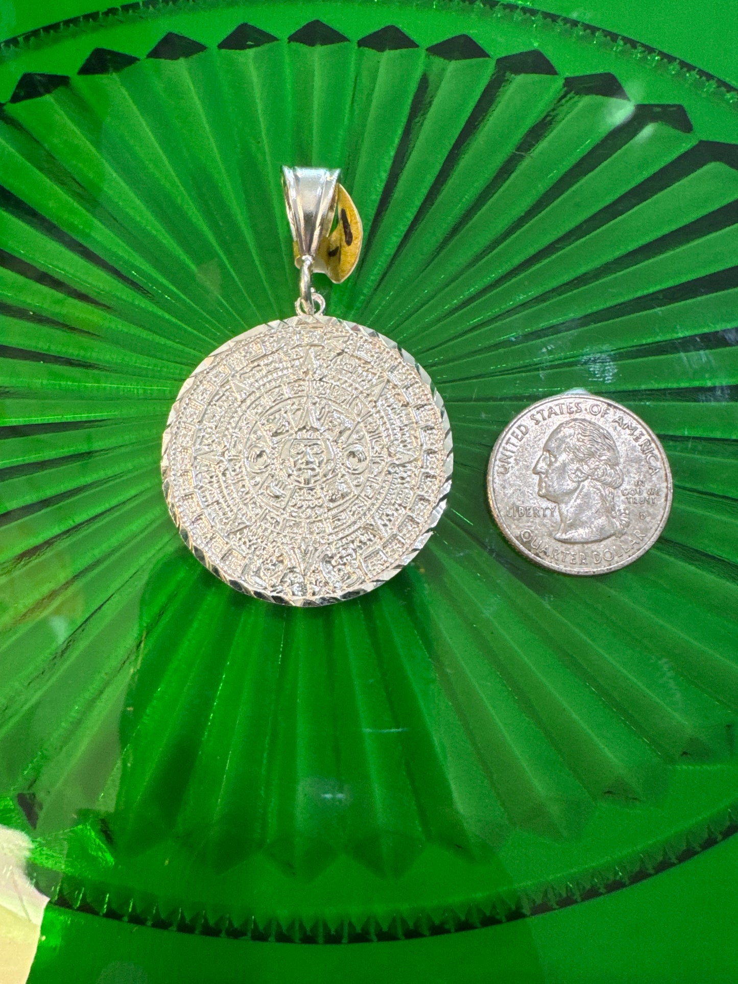 .925 Sterling Silver Medium size Aztec Calendar