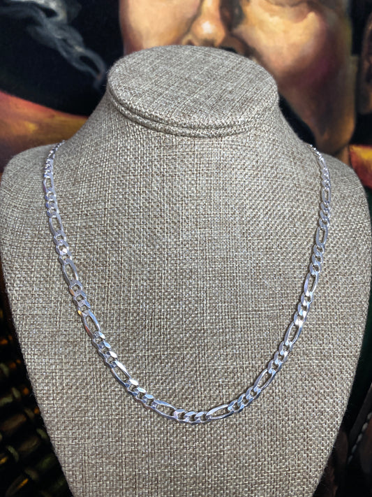 .925 Sterling Silver Solid Figaro Link Chain 24”