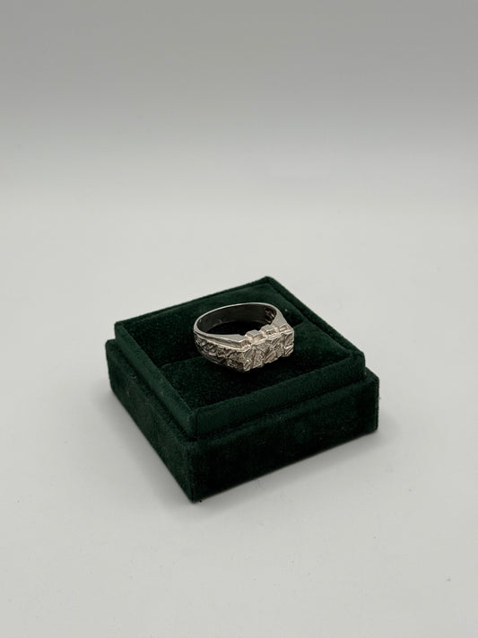 .925 Sterling Silver Nugget Cluster Ring sz 12.5