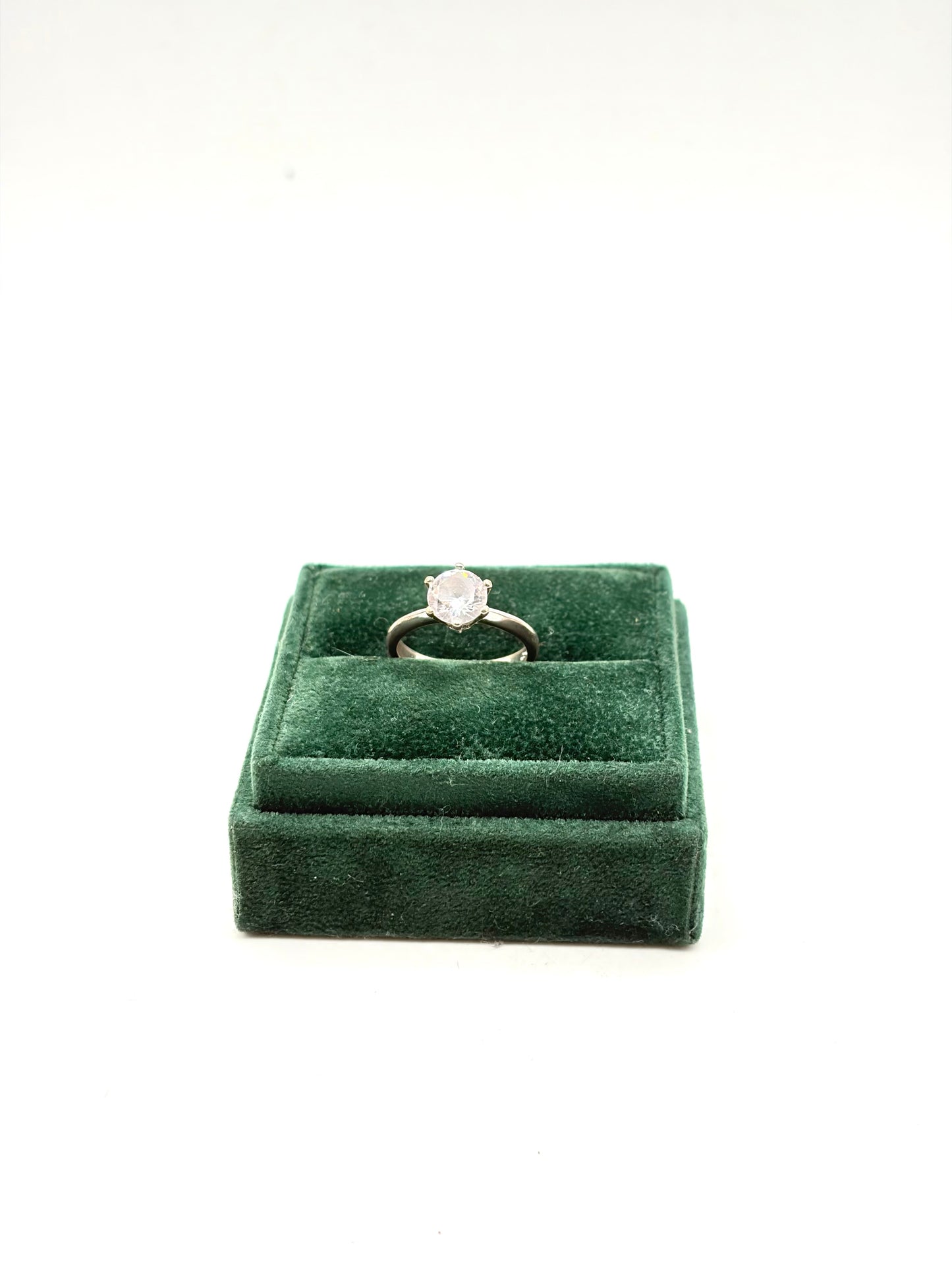 .925 Sterling Silver Solitaire CZ Engagement Style Ring Size 6.5