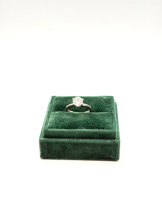 .925 Sterling Silver Solitaire CZ Engagement Style Ring Size 6.5