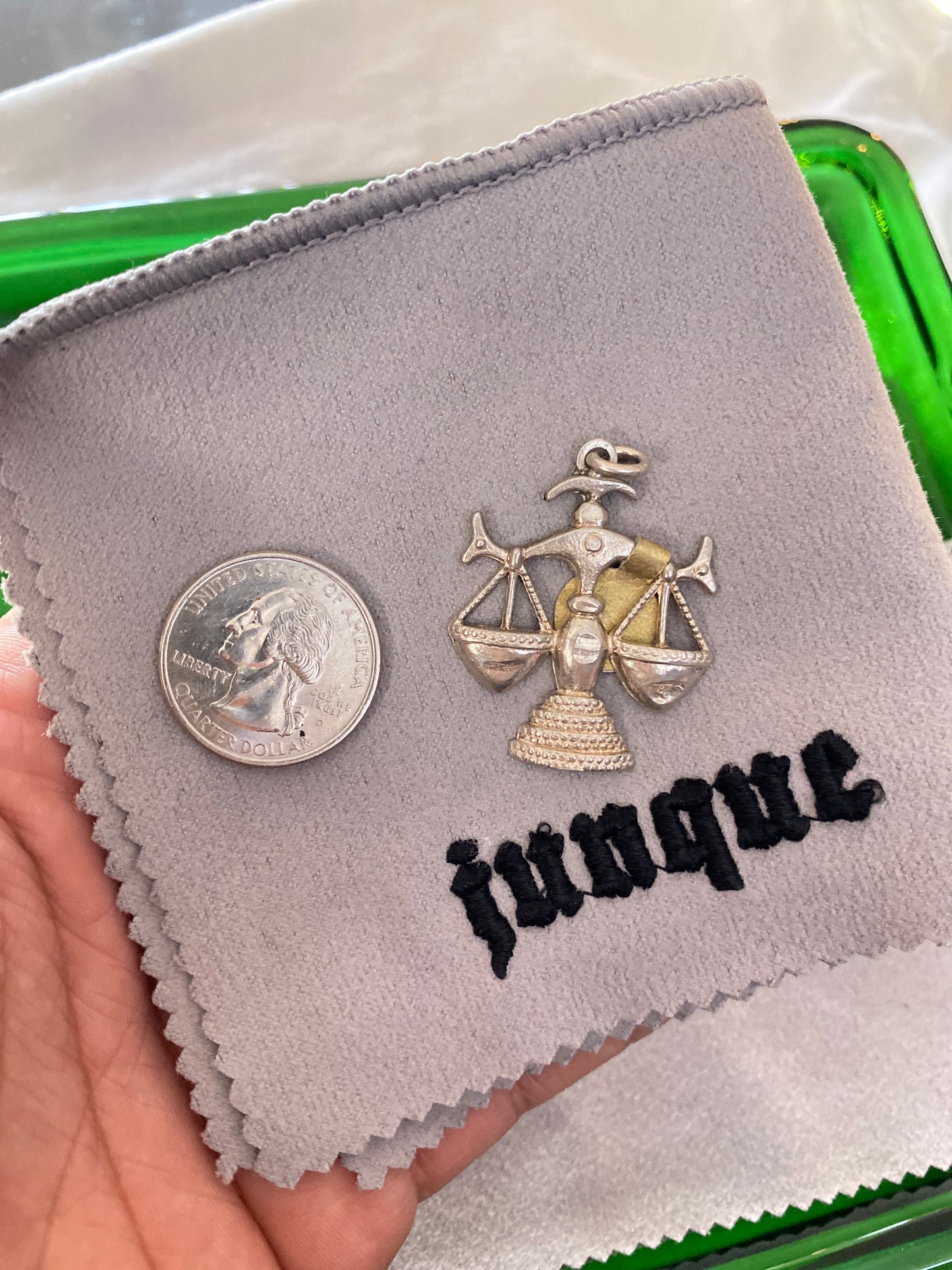 .925 Sterling Silver Vintage Scale Pendant