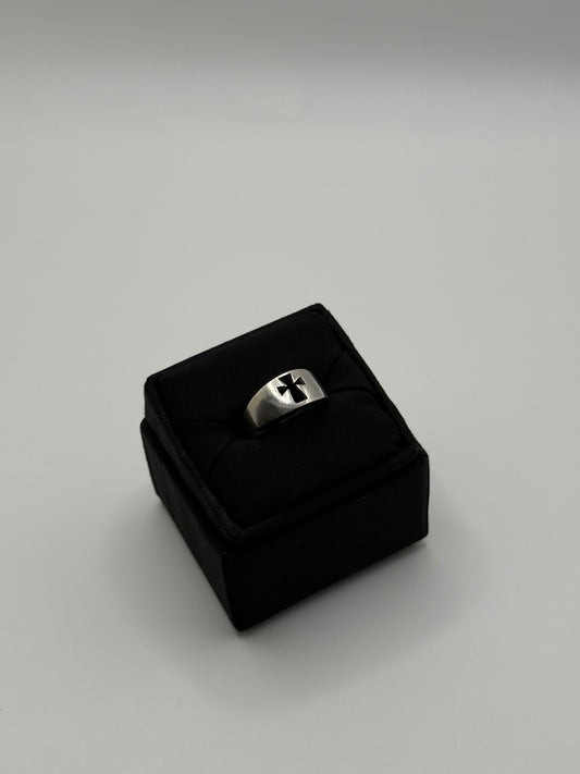.925 Sterling Silver Cross Signet Ring Sz. 12.5