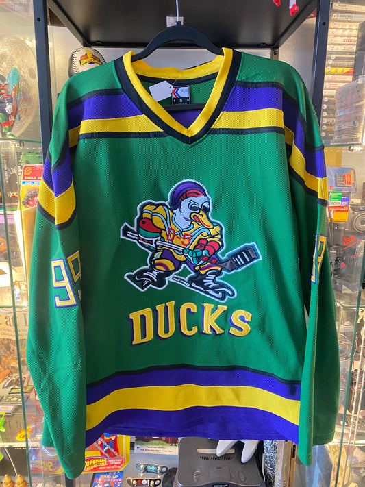 Vintage Green Ducks Hockey Jersey Sz Small