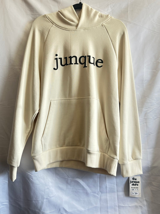 Junque Hoodie Cream Minimal Logo Pullover Streetwear Sz M