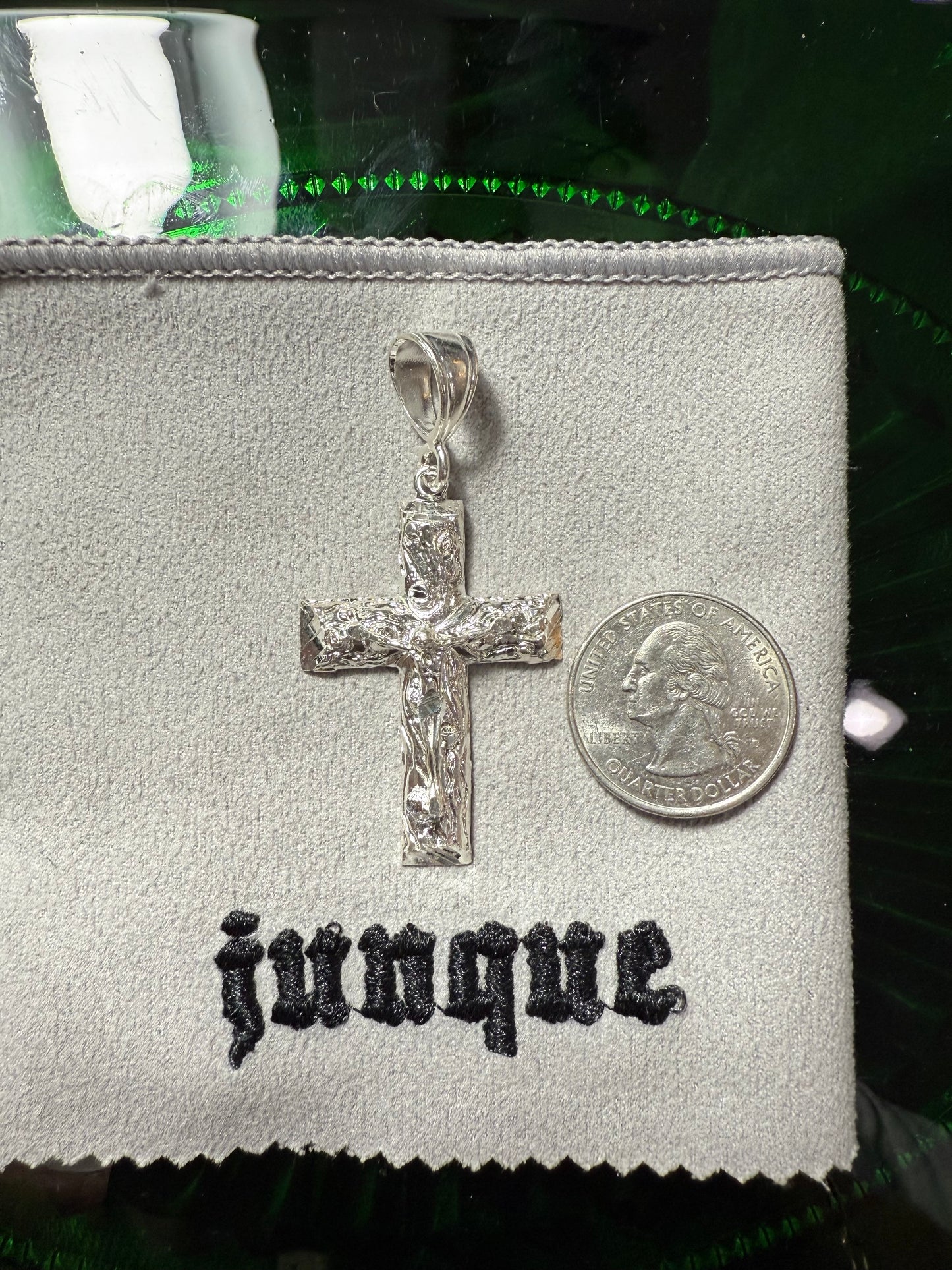 .925 Sterling silver wooden cross pendant