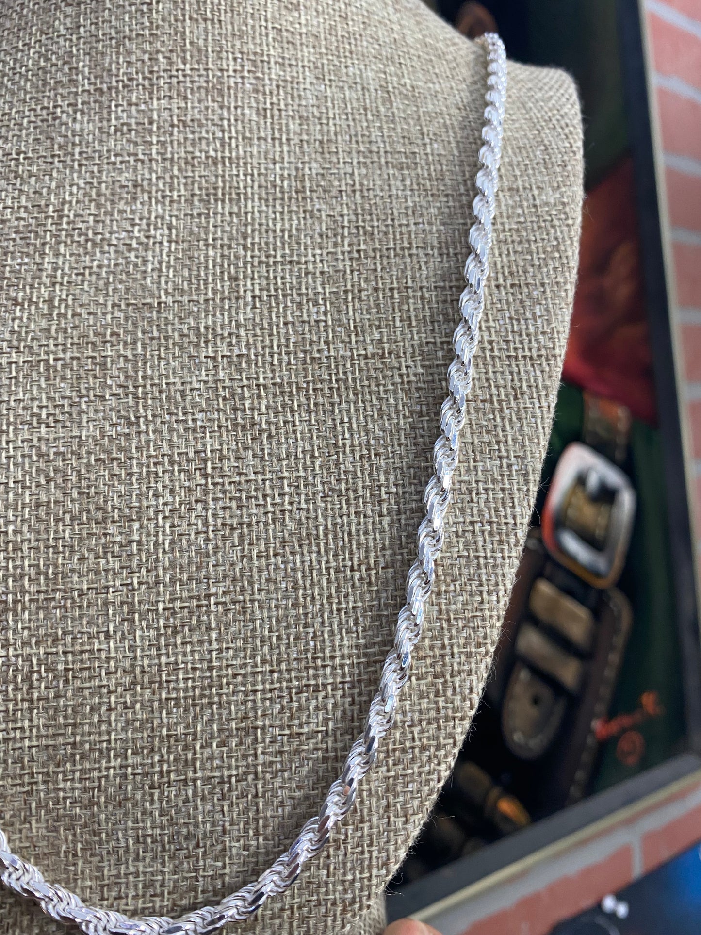 .925 Sterling Silver Rope Chain 26”