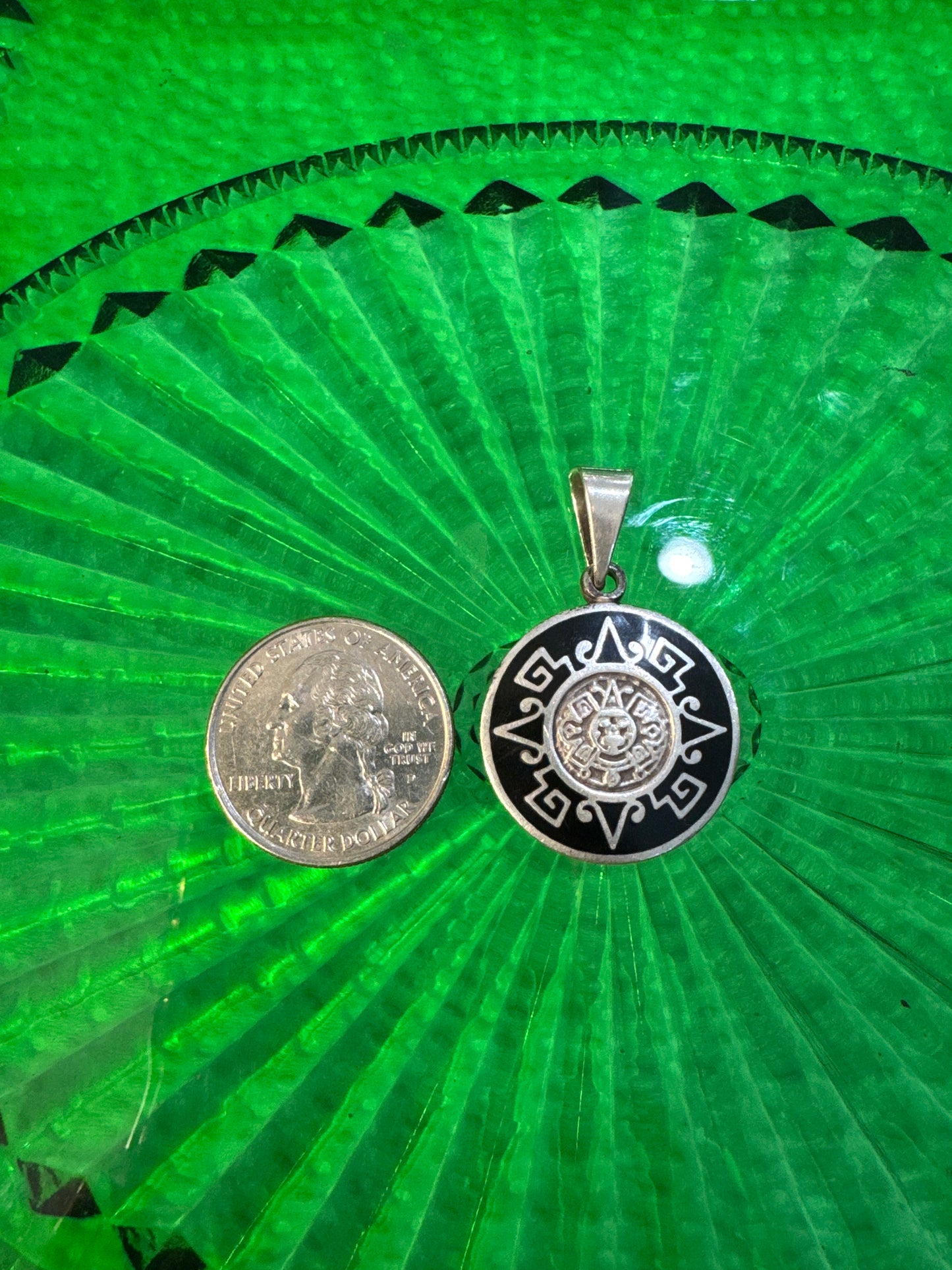 .925 Sterling Silver Aztec pendant