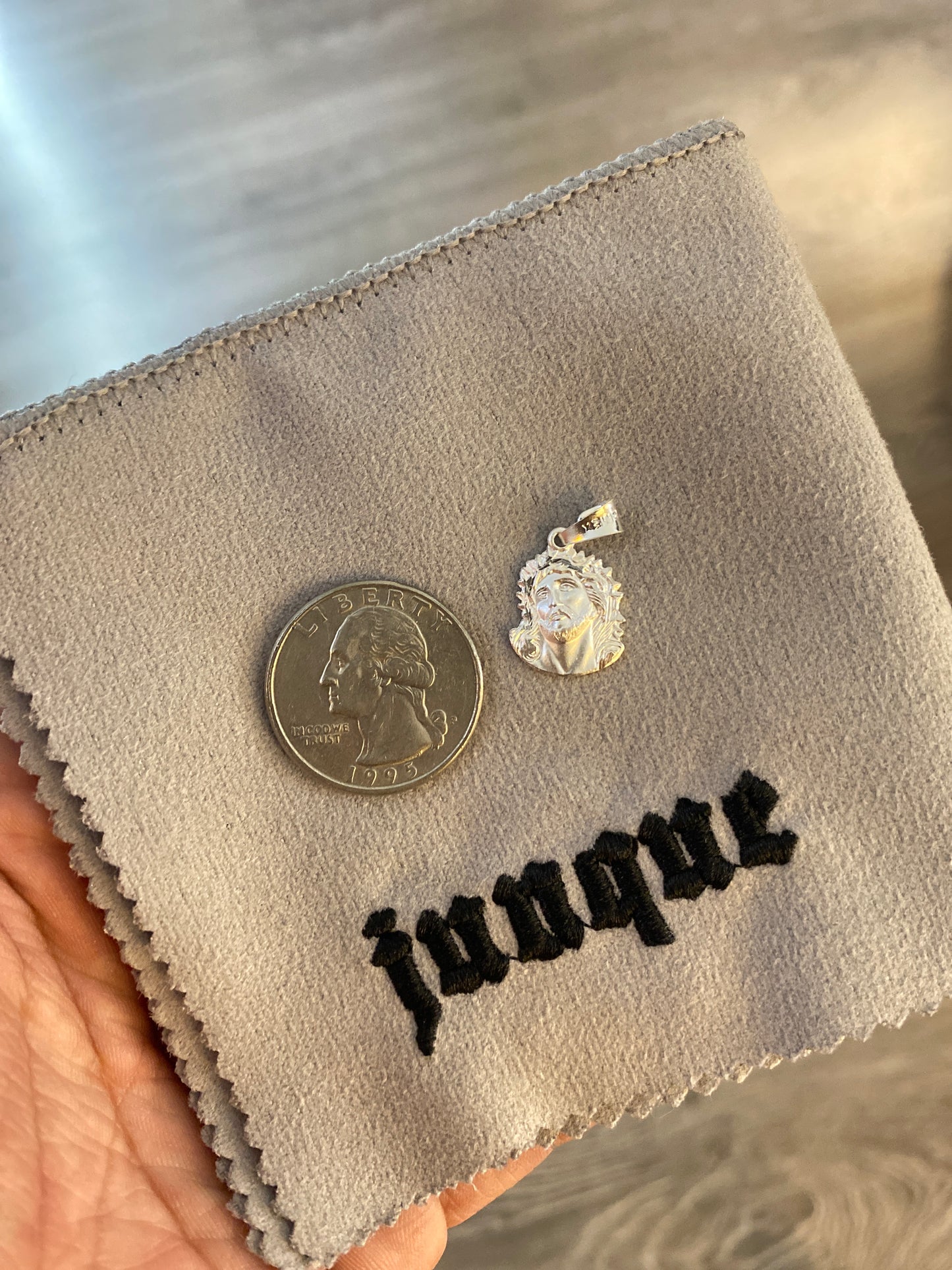 .925 Sterling Silver Solid Small Jesus Piece Head Pendant