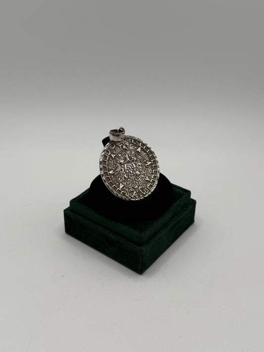 .925 Sterling Silver Aztec Circle Pendant