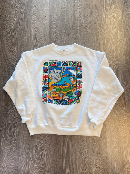 Vintage Y2K San Diego Zoo Australian Outback Crewneck White Sz XL