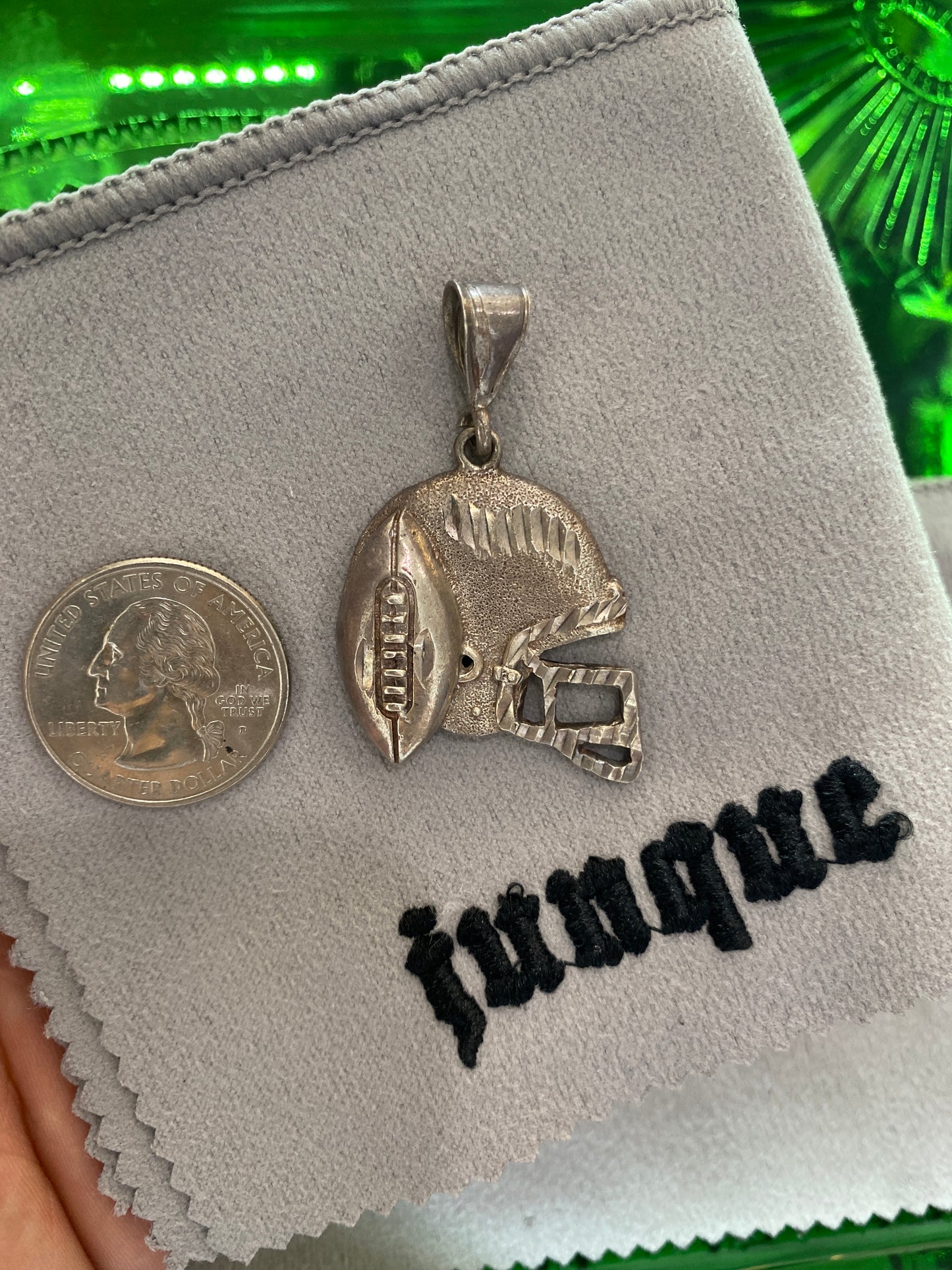 .925 Sterling Silver Football Helmet Pendant