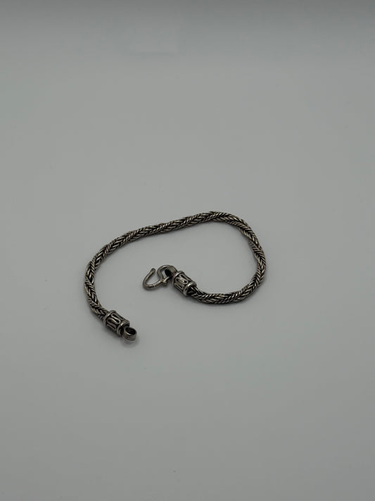 .925 Sterling Silver Hook Clasp Rope Chain Bracelet 8”
