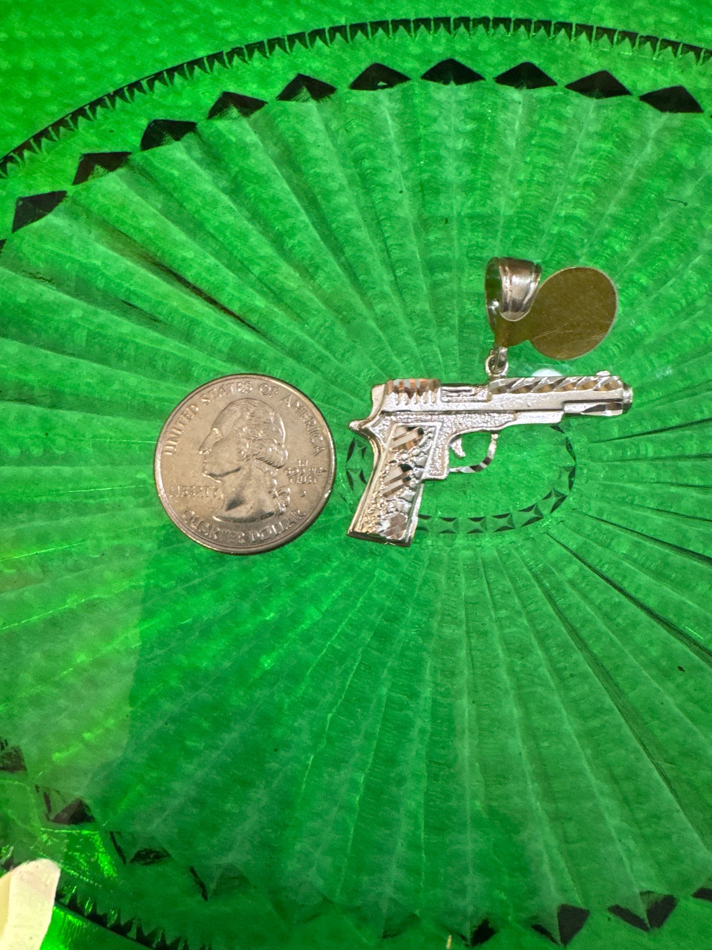 .925 Sterling Silver gun pendant