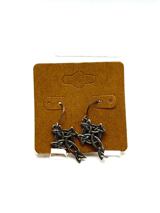 .925 Sterling Silver Celtic Knot Cross Dangle Earrings