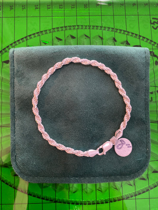 .925 Sterling Silver Rope Bracelet 8”