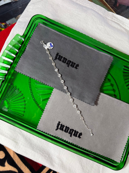 .925 Sterling Silver clear gemstone bracelet 7-8”