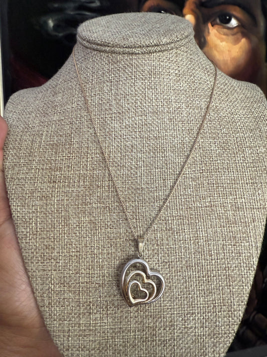 .925 Sterling Silver gold tone box chain and heart pendant