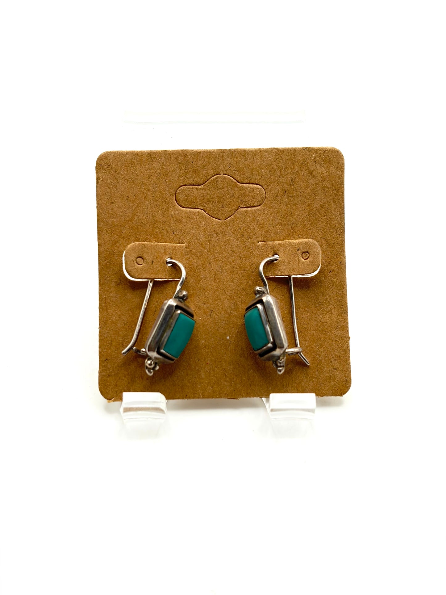.925 Sterling Silver Turquoise Inlay Leverback Earrings