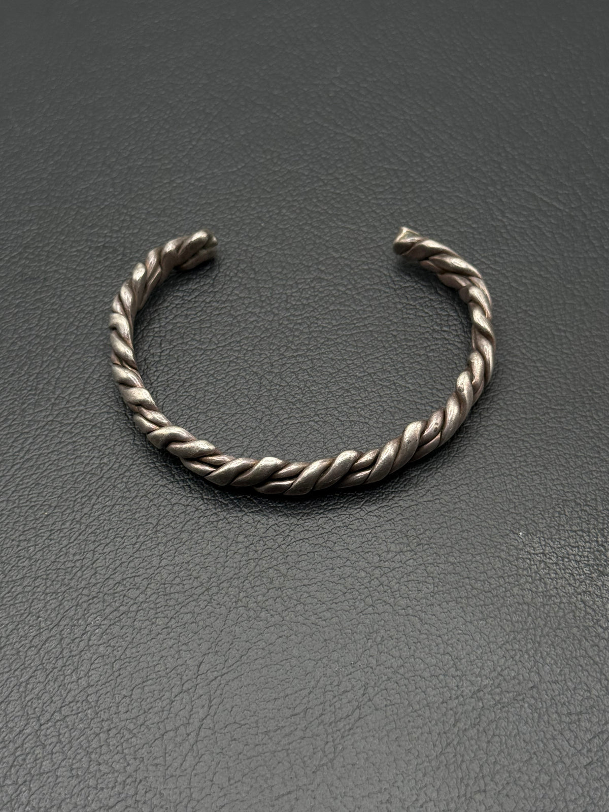 .925 Sterling Silver Twisted Braided Taxco Mexico Rope Open Cuff Bracelet