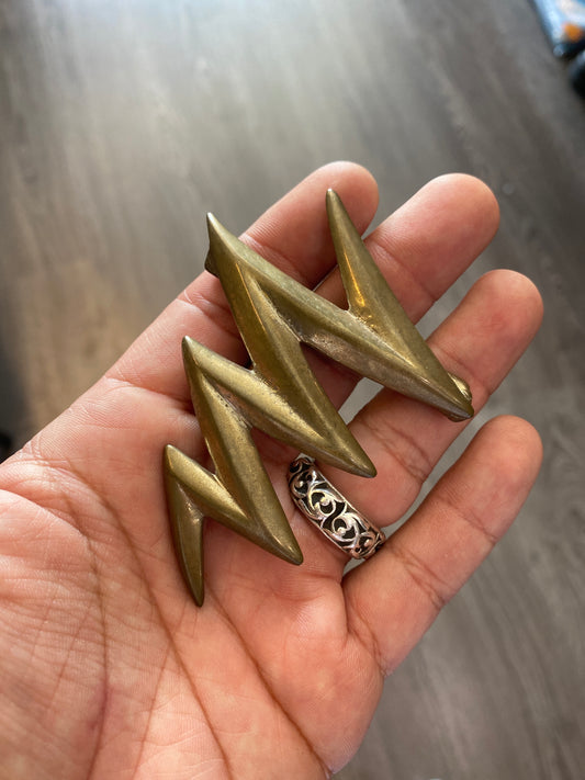 Vintage Zig Zag Gold Brass Belt Buckle