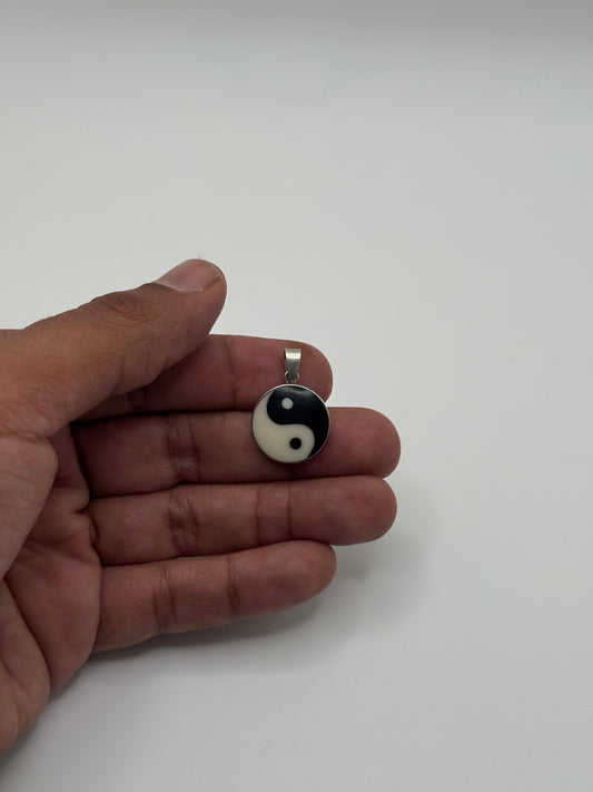 .925 Sterling Silver Yin Yang Enamel Pendant