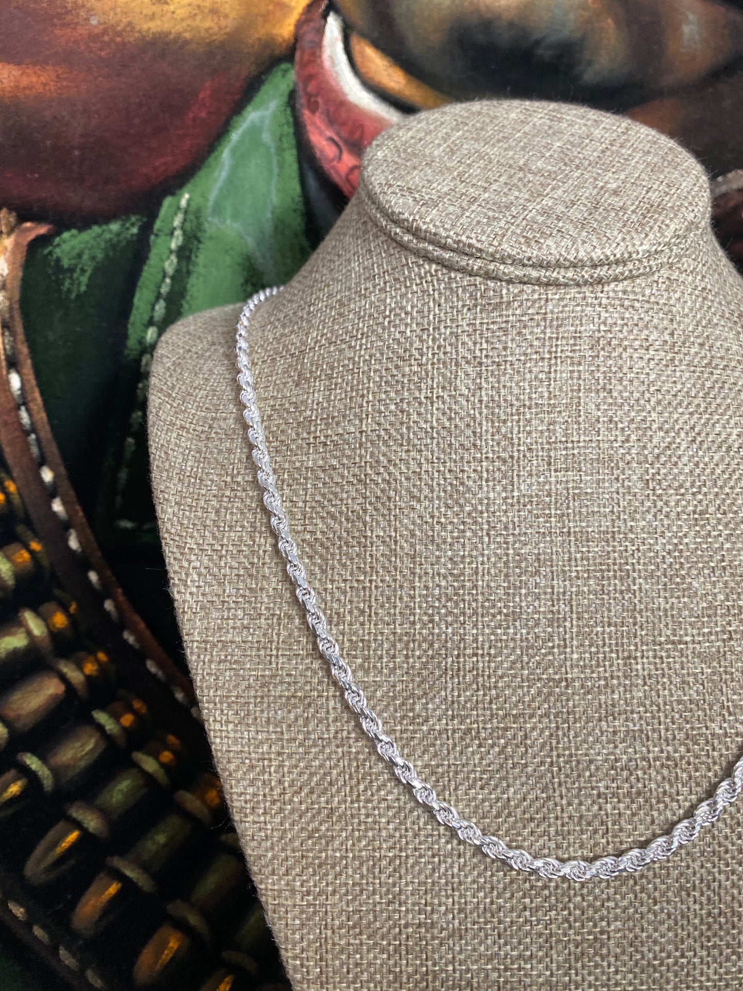 .925 Sterling Silver Solid Rope Chain 22”