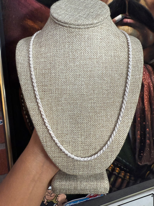 .925 Sterling silver solid rope chain 22”