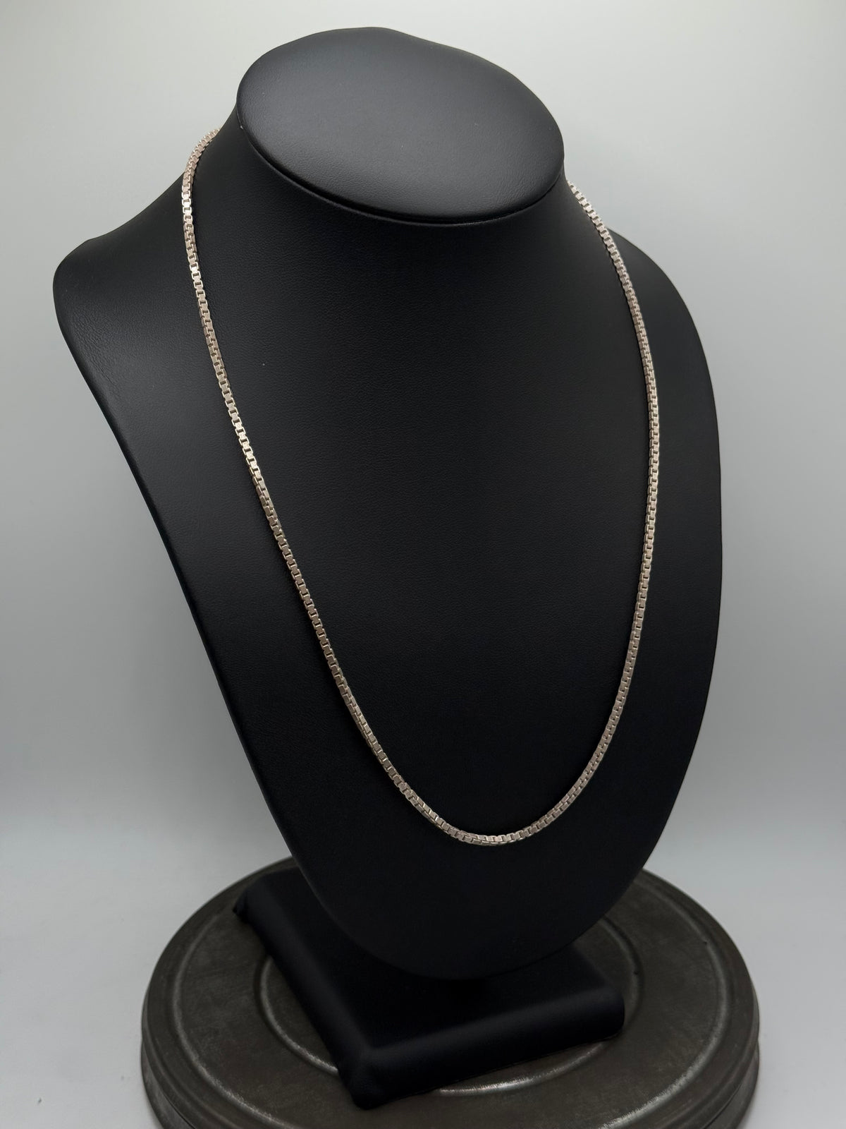 .925 Sterling Silver Square Box Chain Necklace – Sleek Design 22”